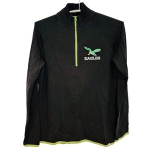 '47 Brand Black and Green Eagles Quarter-Zip Pullover Sweatshirt